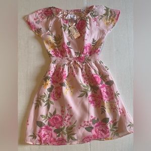 The Children's Place Summer Short Sleeve Pink Floral Girls Small Dress NWT